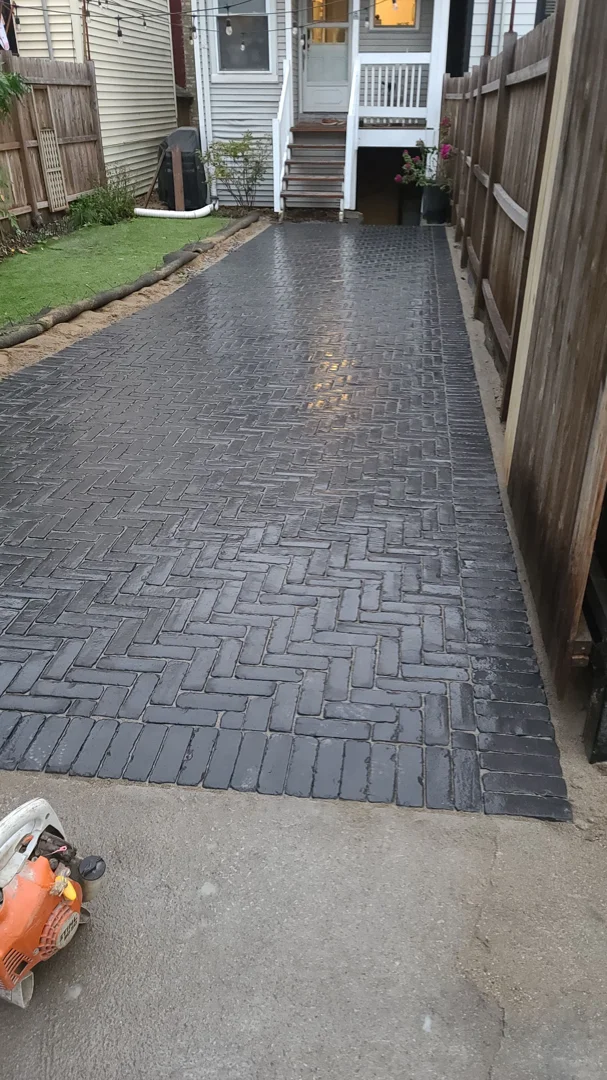 modern herringbone patio layout