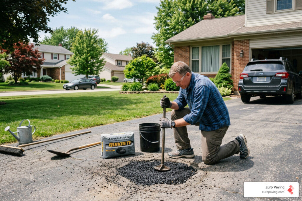 patching driveway potholes