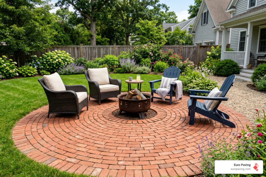 circular brick patio designs pictures