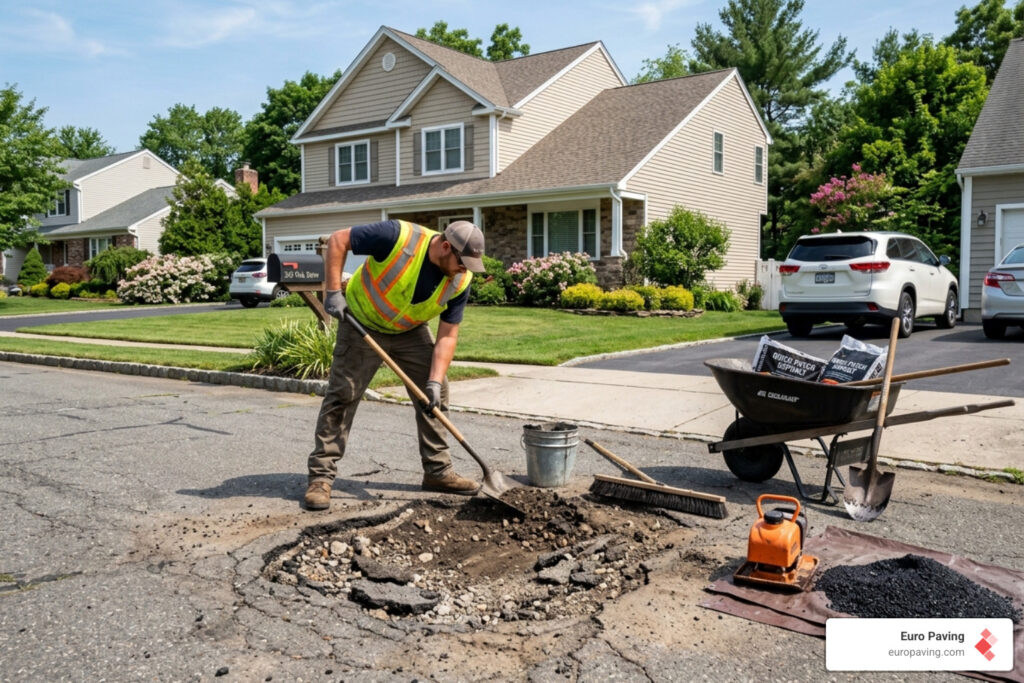 fill hole in asphalt driveway