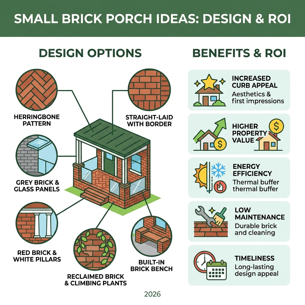 Small brick porch ideas ROI and design options infographic - small brick porch ideas infographic 