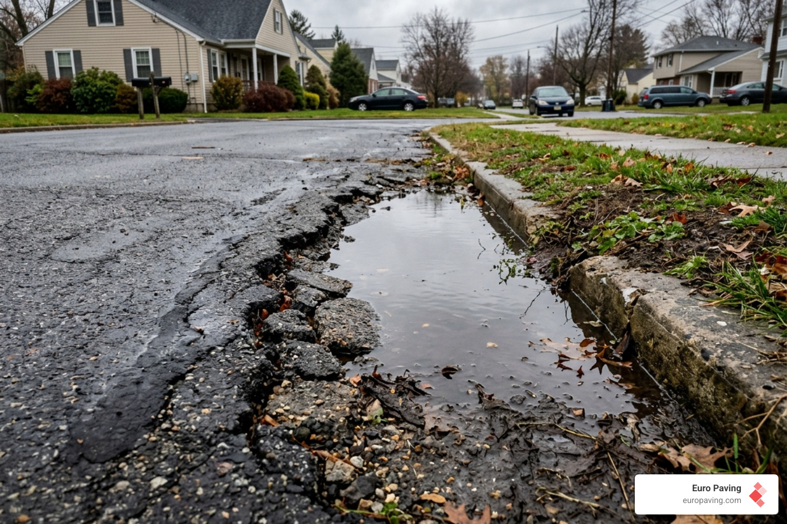 Water pooling at a driveway margin - fix asphalt driveway edge