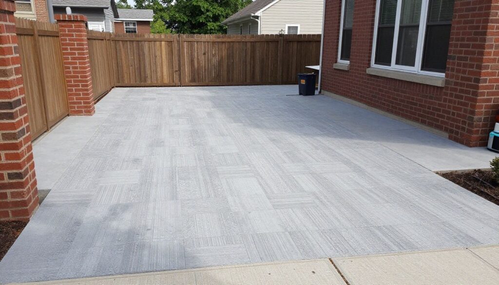 A professional brick paver project in a Chicago suburb, showing a high-quality driveway and patio installation by Euro Paving