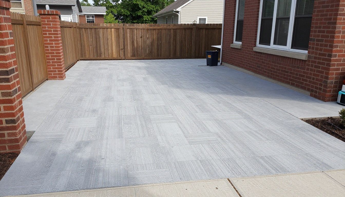 A professional brick paver project in a Chicago suburb, showing a high-quality driveway and patio installation by Euro Paving