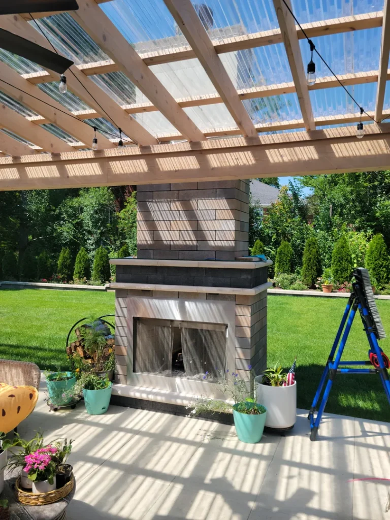brick patio under deck