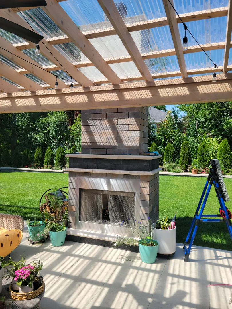 brick patio under deck