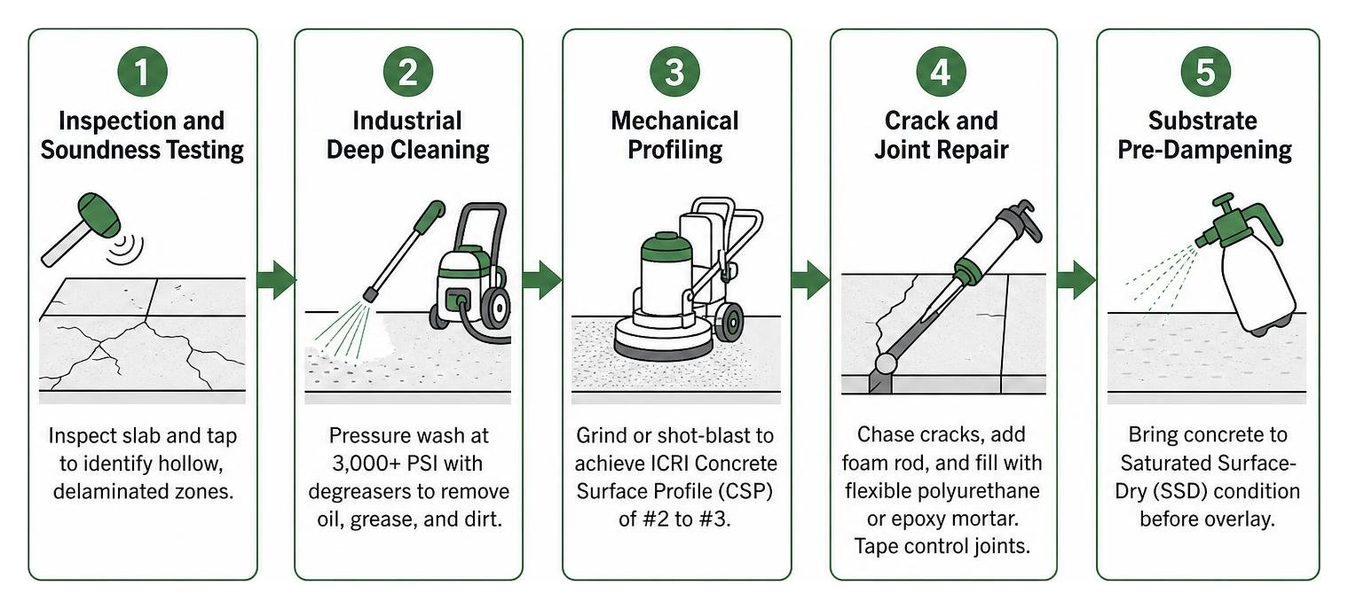 Professional concrete driveway resurfacing sequence