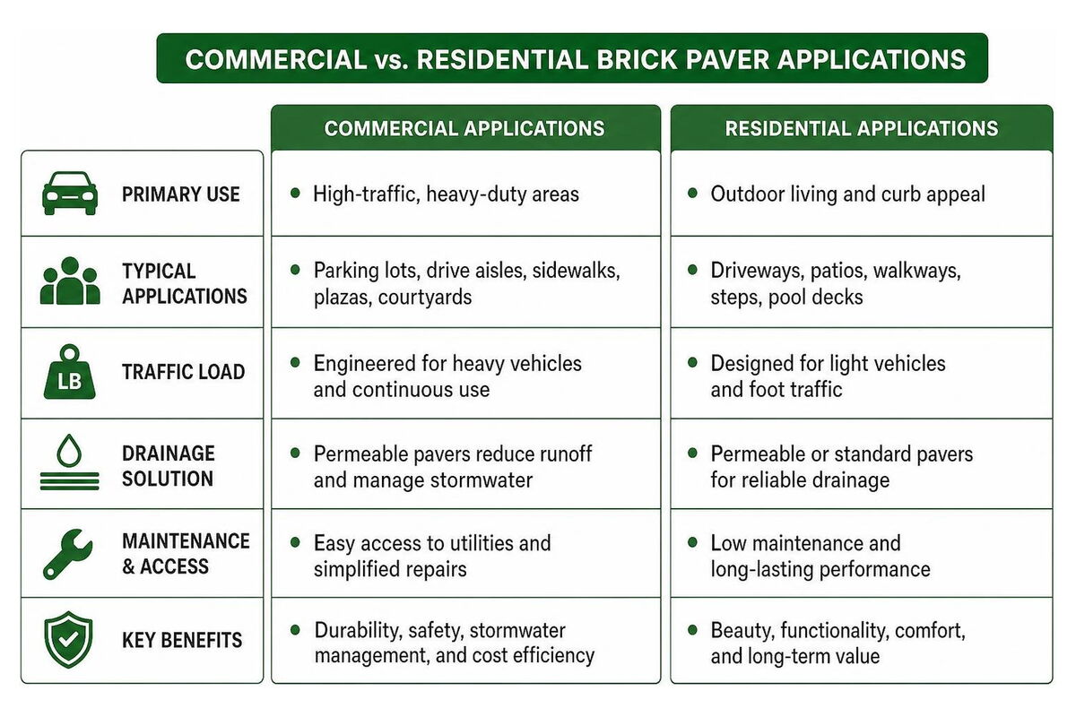 Commercial versus residential brick paver applications comparison