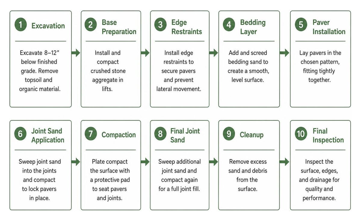 Step-by-step professional brick paver installation process