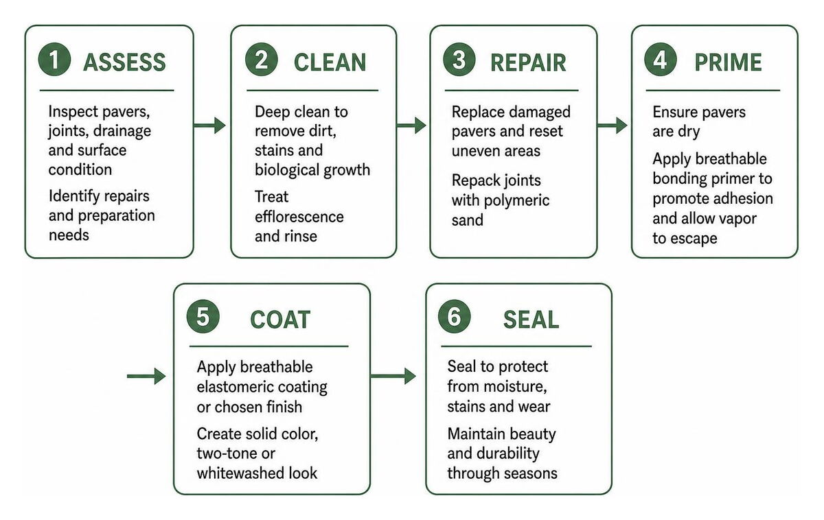 Brick patio evaluation and refinishing process flow