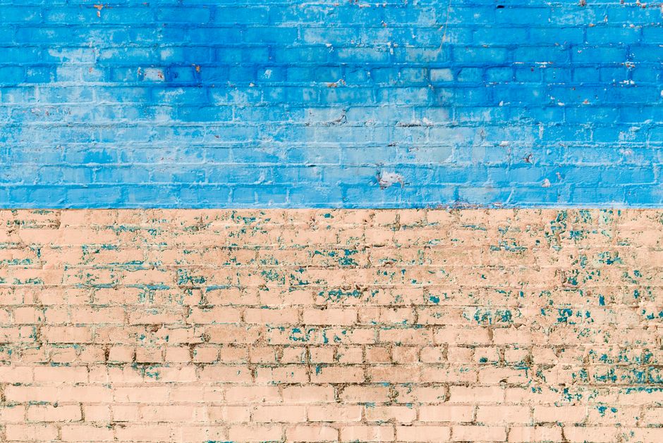 painted brick backyard wall
