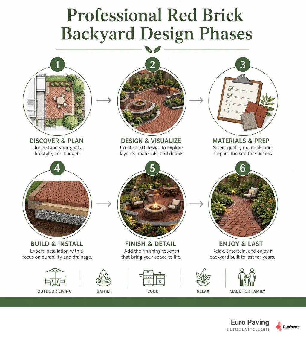 professional red brick backyard design phases infographic professional red brick backyard design phases infographic